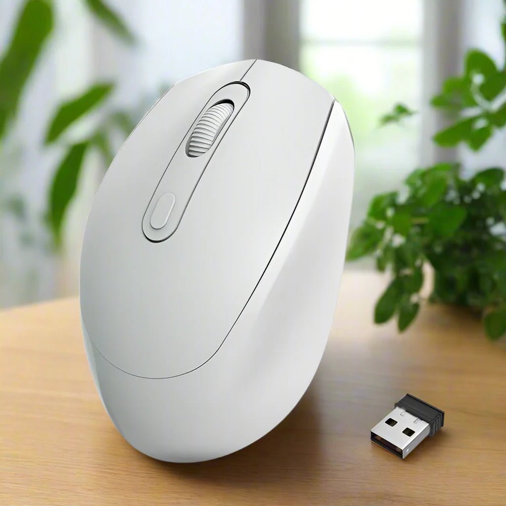 Souris Ergonomique Sans Fil - ErgoSilent™ - Blanc - Click&Scroll