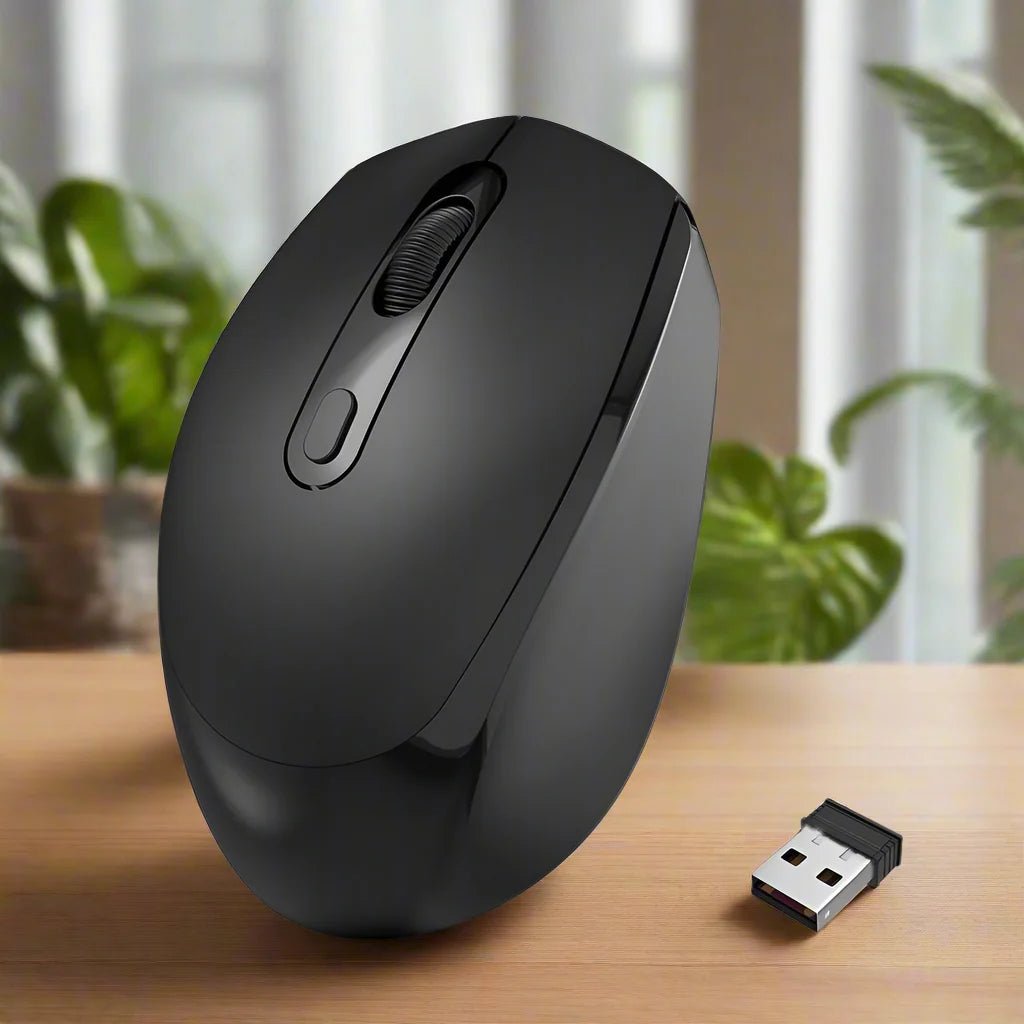 Souris Ergonomique Sans Fil - ErgoSilent™ - Noir - Click&Scroll