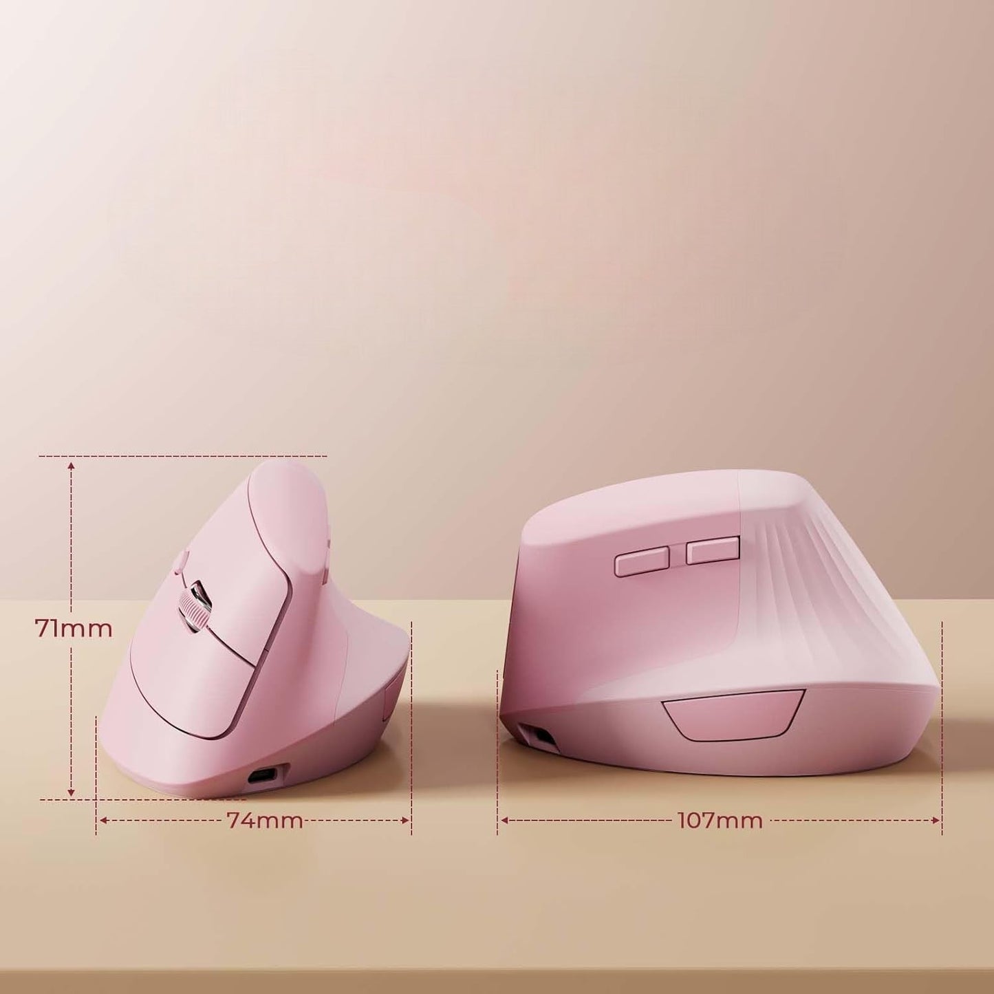 Souris Verticale - ErgoClickPro™ - Rose - Click&Scroll