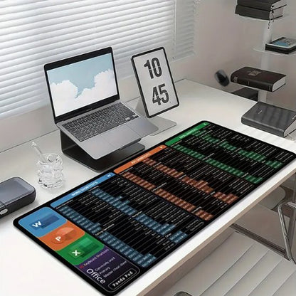 tapis de souris XXL sur bureau blanc avec livres et ordinateurs portables 