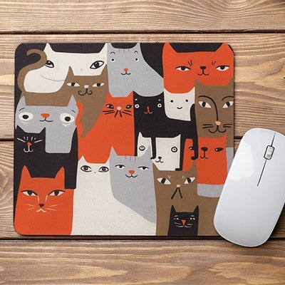 tapis souris multichat avec souris blanche